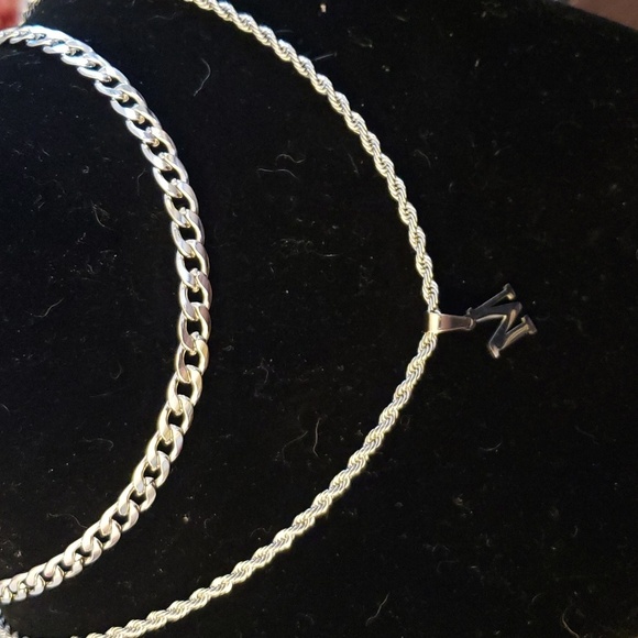 WEDDINEN Layered Initial M Pendant Necklace with Figaro Twist Rope Chain - Picture 1 of 10